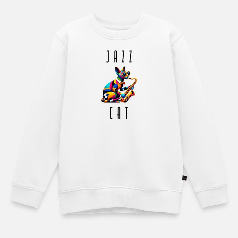 Jazz Sfinks Cat - Sweat Premium enfant bio - blanc