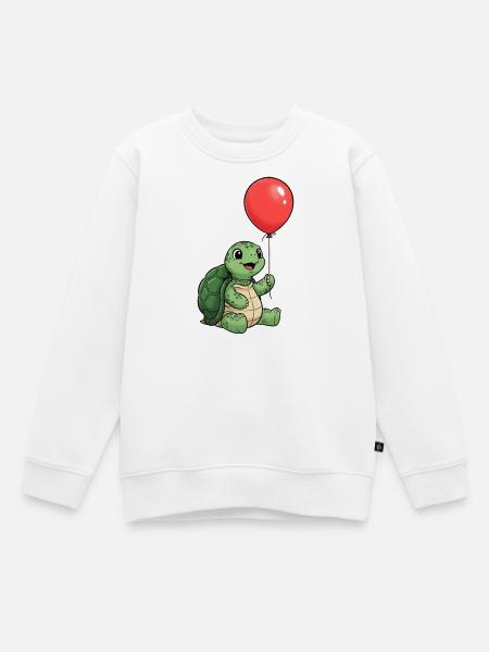 Turtle Kids T-Shirt mit rotem Ballon – Schildkröte - Kinder Premium Organic Sweatshirt - Weiß