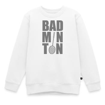Badminton Typografie Design - Kinder Premium Organic Sweatshirt - Weiß - Vorne - AI Model Kid Male (0cm)