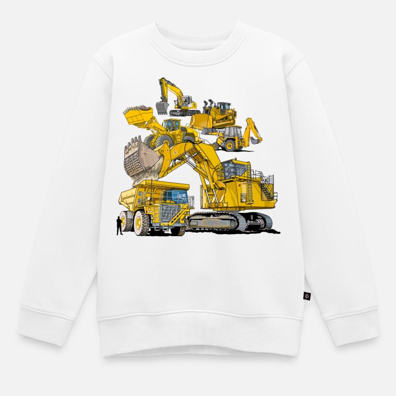 Véhicules de chantier de grande taille - Sweat Premium enfant bio - blanc