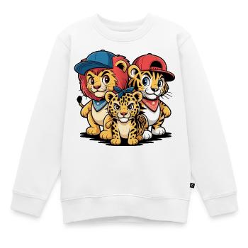 Löwe Tiger Leopard Freunde – Lustiges Tiermotiv - Kinder Premium Organic Sweatshirt - Weiß - Vorne - AI Model Kid Male (0cm)