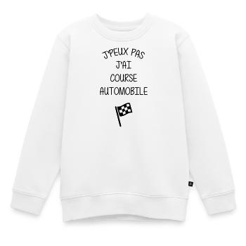 Course Automobile / Voiture / Sport / Sportif - Sweat Premium enfant bio - blanc - Devant - AI Model Kid Male (0cm)