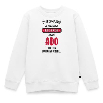 adolescent / enfant / ado / adolescente - Sweat Premium enfant bio - blanc - Devant - AI Model Kid Male (0cm)