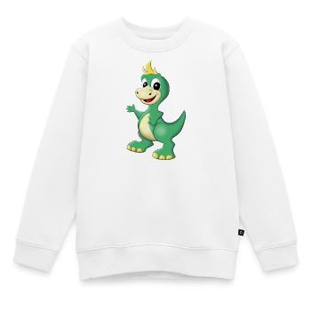 Aventure de l’ami dragon Dino vert - Sweat Premium enfant bio - blanc - Devant - AI Model Kid Male (0cm)
