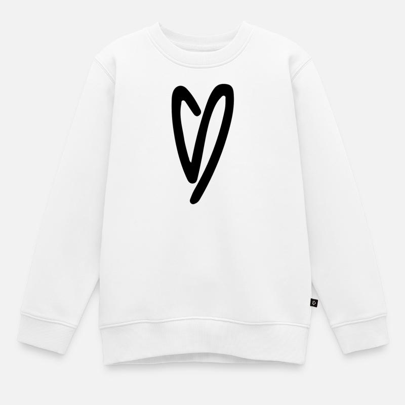Conception de ligne de cœur dessinée à la main - Sweat Premium enfant bio - blanc