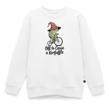 Je vais provoquer un remue-tout - Un meme-shirt de grenouille mignon - Sweat Premium enfant bio - blanc - Devant - AI Model Kid Male (0cm)