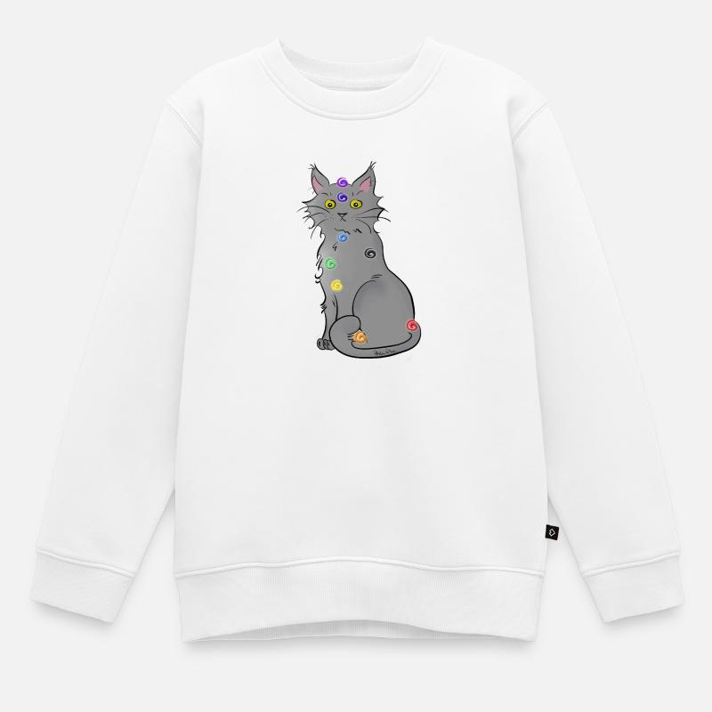 Chat-kra - Sweat Premium enfant bio - blanc