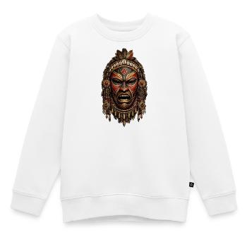 Tribal FeuerMaske mit Federn - Kinder Premium Organic Sweatshirt - Weiß - Vorne - AI Model Kid Male (0cm)