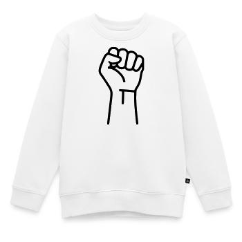 Faust Widerstand Protest Outline - Kinder Premium Organic Sweatshirt - Weiß - Vorne - AI Model Kid Male (0cm)