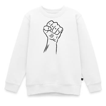 Faust / erhobene Faust / Revolution / Defiance - Kinder Premium Organic Sweatshirt - Weiß - Vorne - AI Model Kid Male (0cm)