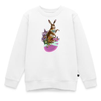 Hase_auf_Ei_rosa_im Jugendstil gemalt - Kinder Premium Organic Sweatshirt - Weiß - Vorne - AI Model Kid Male (0cm)