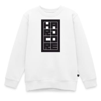 Hardcore - Grille typographique en blocs empilés - Sweat Premium enfant bio - blanc - Devant - AI Model Kid Male (0cm)