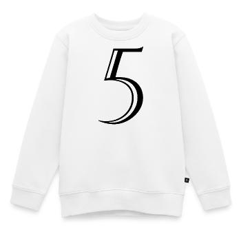5. JUBILÄUM. 5 JAHRE. 5. JUBILÄUM - Kinder Premium Organic Sweatshirt - Weiß - Vorne - AI Model Kid Male (0cm)