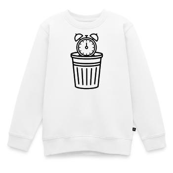 Wecker im Mülleimer Zeit - Kinder Premium Organic Sweatshirt - Weiß - Vorne - AI Model Kid Male (0cm)