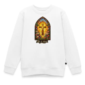 Auferstehung He is Risen Ostern Jesus - Kinder Premium Organic Sweatshirt - Weiß - Vorne - AI Model Kid Male (0cm)