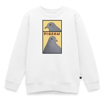 Pigeon Duo in Panels - Kids Premium Organic Sweatshirt - white - Front - AI Model Kid Male (0cm)
