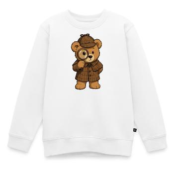 Detective bear with magnifying glass - Kids Premium Organic Sweatshirt - white - Front - AI Model Kid Male (0cm)