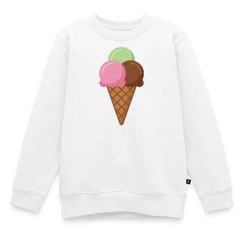Cornet de crème glacée - Sweat Premium enfant bio - blanc - Devant - AI Model Kid Male (0cm)