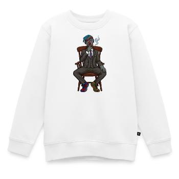 Surreales Noir-Idol im Anzug - Kinder Premium Organic Sweatshirt - Weiß - Vorne - AI Model Kid Male (0cm)