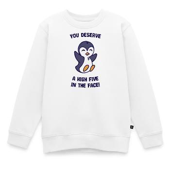 Humorvoll Statement Süß Pinguin Vogel Tier Arktis - Kinder Premium Organic Sweatshirt - Weiß - Vorne - AI Model Kid Male (0cm)
