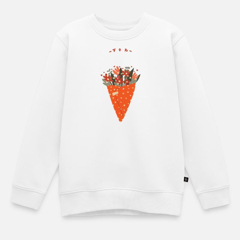 Bouquet de fleurs – Salutations chaleureuses - Sweat Premium enfant bio - blanc