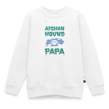 Chien de chasse afghan Chiens Papa - Sweat Premium enfant bio - blanc - Devant - AI Model Kid Male (0cm)