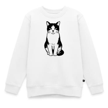 Cat - Kinder Premium Organic Sweatshirt - Weiß - Vorne - AI Model Kid Male (0cm)