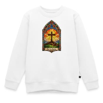 Auferstehung He is Risen Ostern Jesus - Kinder Premium Organic Sweatshirt - Weiß - Vorne - AI Model Kid Male (0cm)