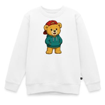 Casquette à capuche Teddy Streetwear - Sweat Premium enfant bio - blanc - Devant - AI Model Kid Male (0cm)