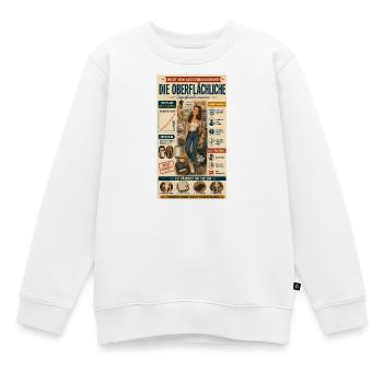 Die Oberflächliche – Denken darf tiefer gehen - Kinder Premium Organic Sweatshirt - Weiß - Vorne - AI Model Kid Male (0cm)