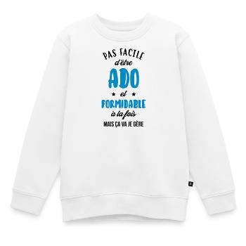 adolescent / enfant / ado / adolescente - Sweat Premium enfant bio - blanc - Devant - AI Model Kid Male (0cm)