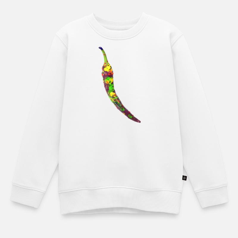 Chili Farbexplosion Illustration - Kinder Premium Organic Sweatshirt - Weiß