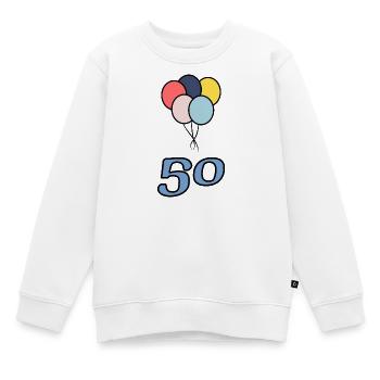 50. 50 ANS. 50e ANNIVERSAIRE. ANNIVERSAIRE 50 ANS. - Sweat Premium enfant bio - blanc - Devant - AI Model Kid Male (0cm)