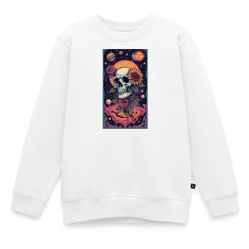 Schädel und Weltraumblume - Kinder Premium Organic Sweatshirt - Weiß - Vorne - AI Model Kid Male (0cm)
