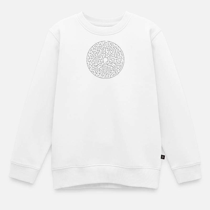 Mandala du Labyrinthe - Sweat Premium enfant bio - blanc