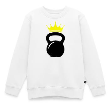 Kugelhantel Krone Gym Logo - Kinder Premium Organic Sweatshirt - Weiß - Vorne - AI Model Kid Male (0cm)