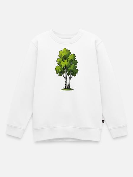 Birkenwald Illustration - Kinder Premium Organic Sweatshirt - Weiß