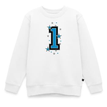 Mit Sterne verzierte Nummer Eins - Kinder Premium Organic Sweatshirt - Weiß - Vorne - AI Model Kid Male (0cm)