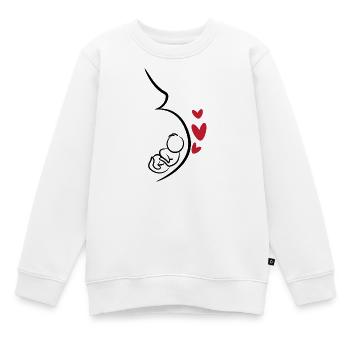 Bébé Ventre Grossesse Coeur Mère Enceinte - Sweat Premium enfant bio - blanc - Devant - AI Model Kid Male (0cm)