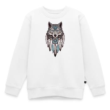 Loup Attrape-rêves - Sweat Premium enfant bio - blanc - Devant - AI Model Kid Male (0cm)