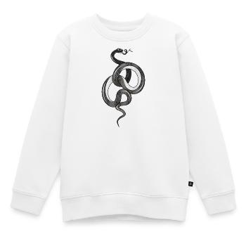 Serpent fascinant dans une structure brillante noire - Sweat Premium enfant bio - blanc - Devant - AI Model Kid Male (0cm)