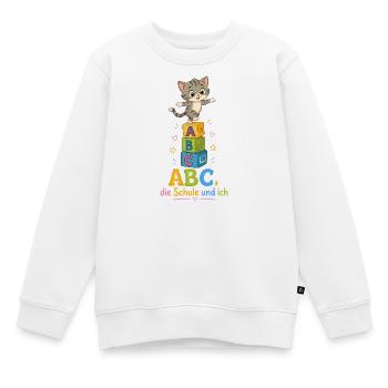 Kätzchen ABC-Abenteuer - Kinder Premium Organic Sweatshirt - Weiß - Vorne - AI Model Kid Male (0cm)