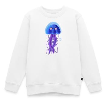 Méduses souriantes en bleu de mer - Sweat Premium enfant bio - blanc - Devant - AI Model Kid Male (0cm)