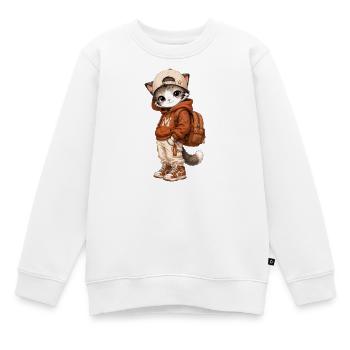 Cat Streetwear orangefarbener Hoodie - Kinder Premium Organic Sweatshirt - Weiß - Vorne - AI Model Kid Male (0cm)