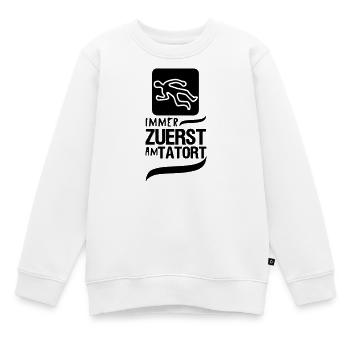 Zuerst am Tatort Polizei Kripo Geschenk Spruch - Kinder Premium Organic Sweatshirt - Weiß - Vorne - AI Model Kid Male (0cm)
