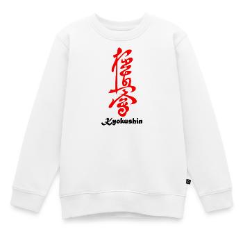 Kyokushin écrit en japonais kanji rouge - Sweat Premium enfant bio - blanc - Devant - AI Model Kid Male (0cm)