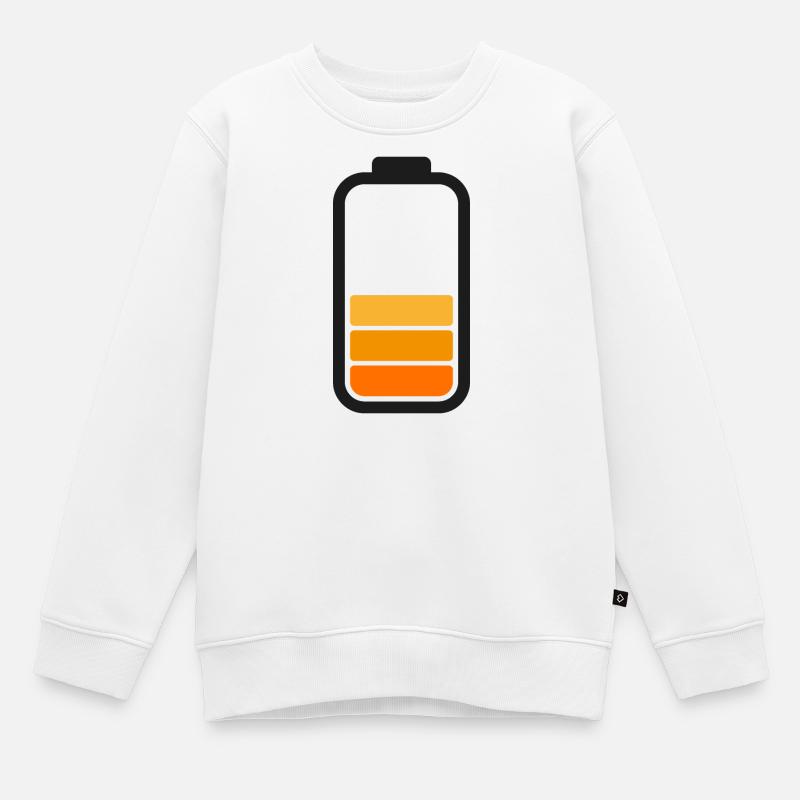 HALF BATTERY - Black - Kinder Premium Organic Sweatshirt - Weiß