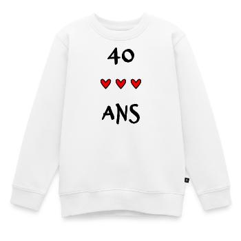40. 40 ANS. 40e ANNIVERSAIRE. ANNIVERSAIRE 40 ANS. - Sweat Premium enfant bio - blanc - Devant - AI Model Kid Male (0cm)