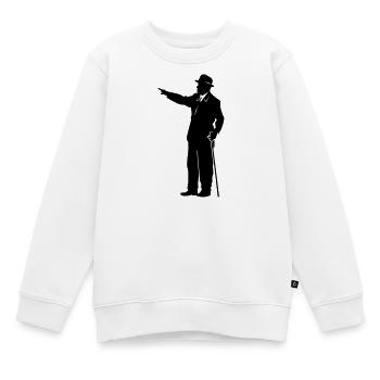 Silhouette de gentleman avec canne - Sweat Premium enfant bio - blanc - Devant - AI Model Kid Male (0cm)