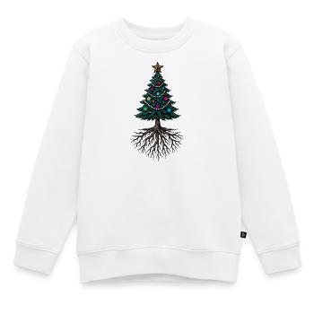 Christmas tree with roots – festively rooted - Kids Premium Organic Sweatshirt - white - Front - AI Model Kid Male (0cm)